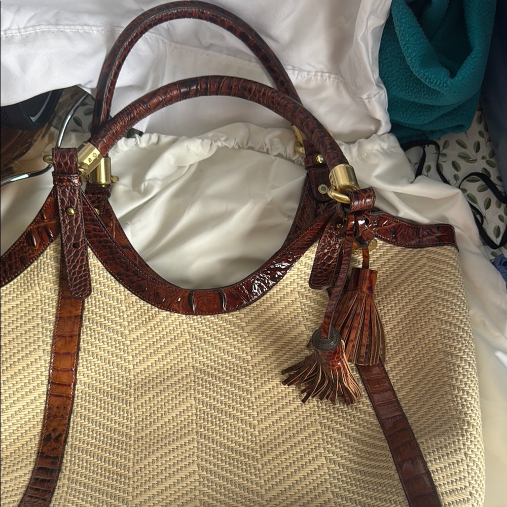 Brahmin Elegant Tan and Brown Tote Bag